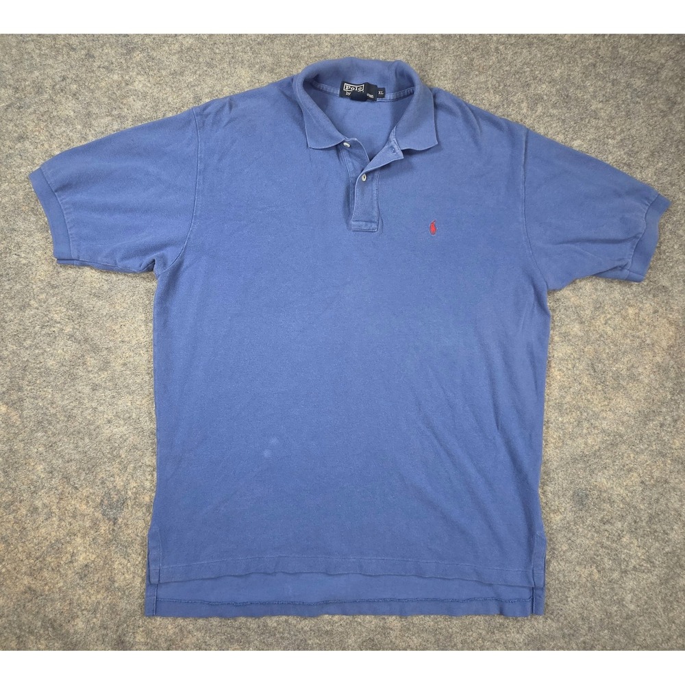 Polo Ralph Lauren Mens XL Blue Short Sleeve Cotton Pique Polo Shirt Red Pony